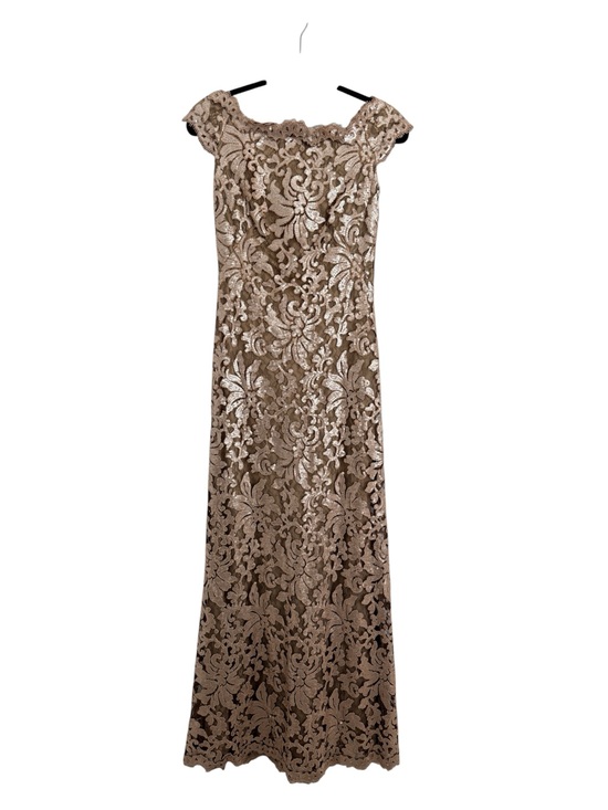Tadashi Shoji Dresses & Skirts - Tadashi Shoji Taupe Lace Off-Shoulder Maxi Dress